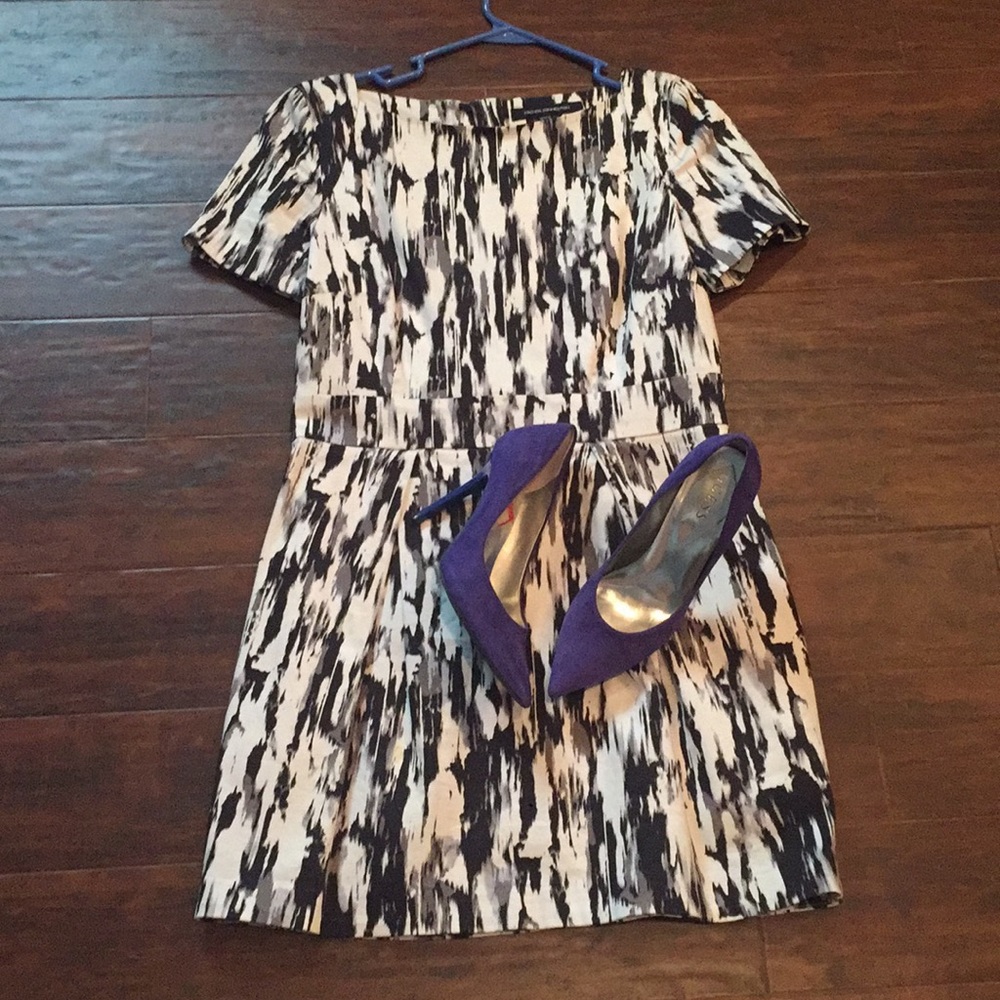 French Connection Grey Tones Watercolor Dress